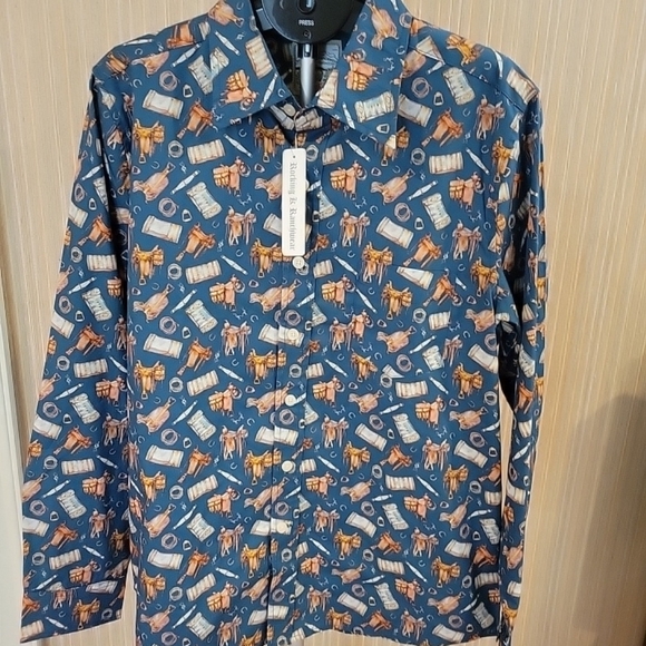 NWT-Men's Large Long Slv Button Down Western Shirt